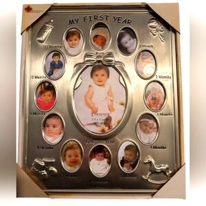 NIB Baby's First Year frame silver/pewter 11" x 9"